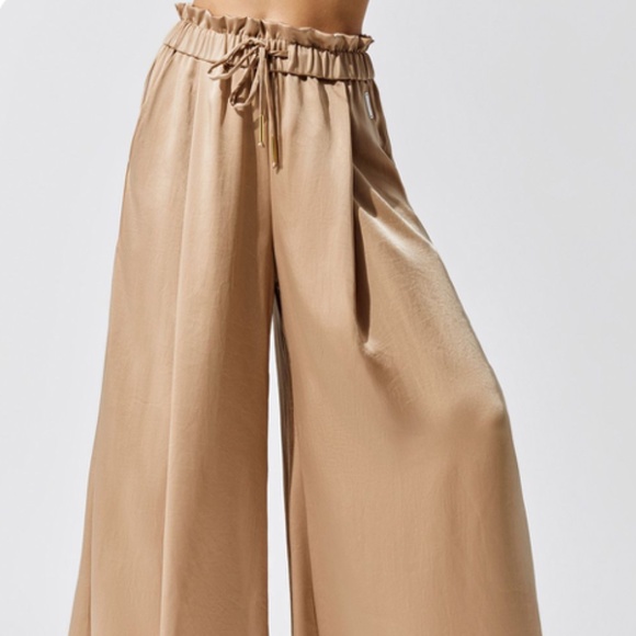 ONA by Yoon Chung Satin Wide Leg Pant in Sand Size Small - Picture 1 of 7